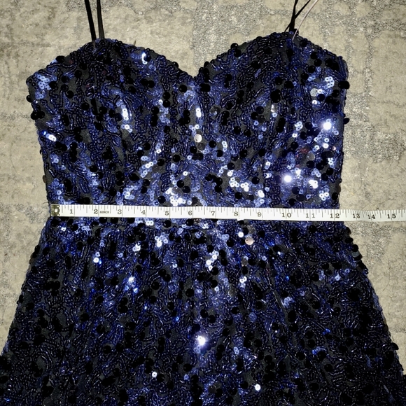 Royal Blue Sequined Strapless Formal Dress - Picture 5 of 14